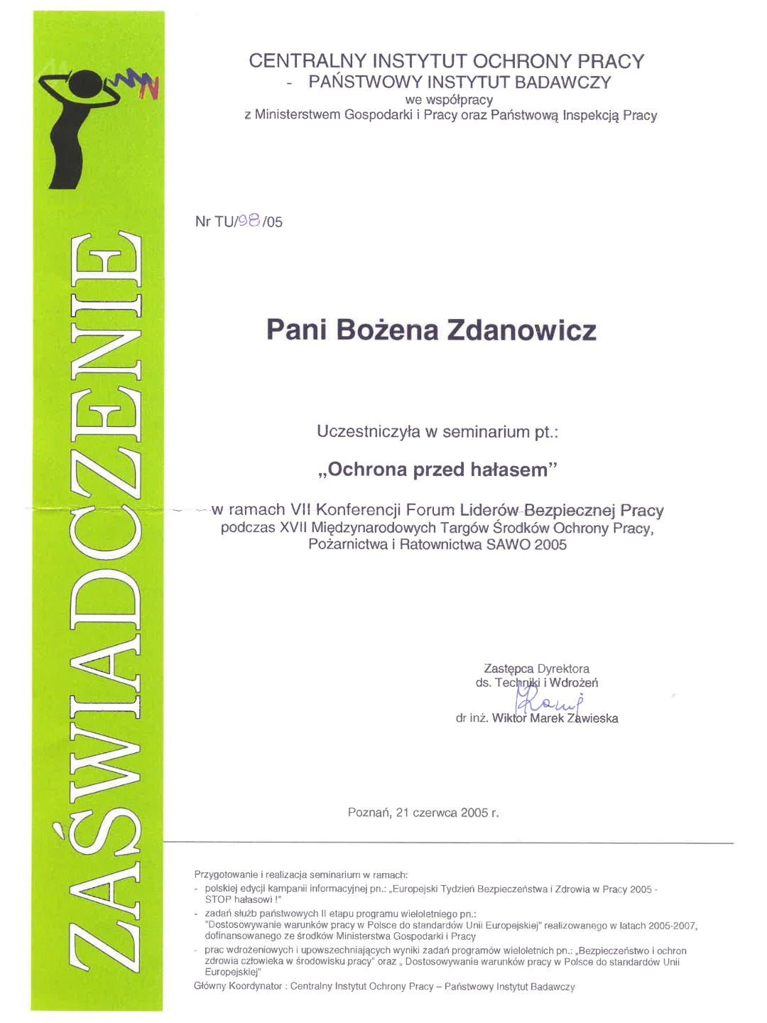 O nas ochrona przed hałasem ciop 2005 bożena zdanowicz instruktaz