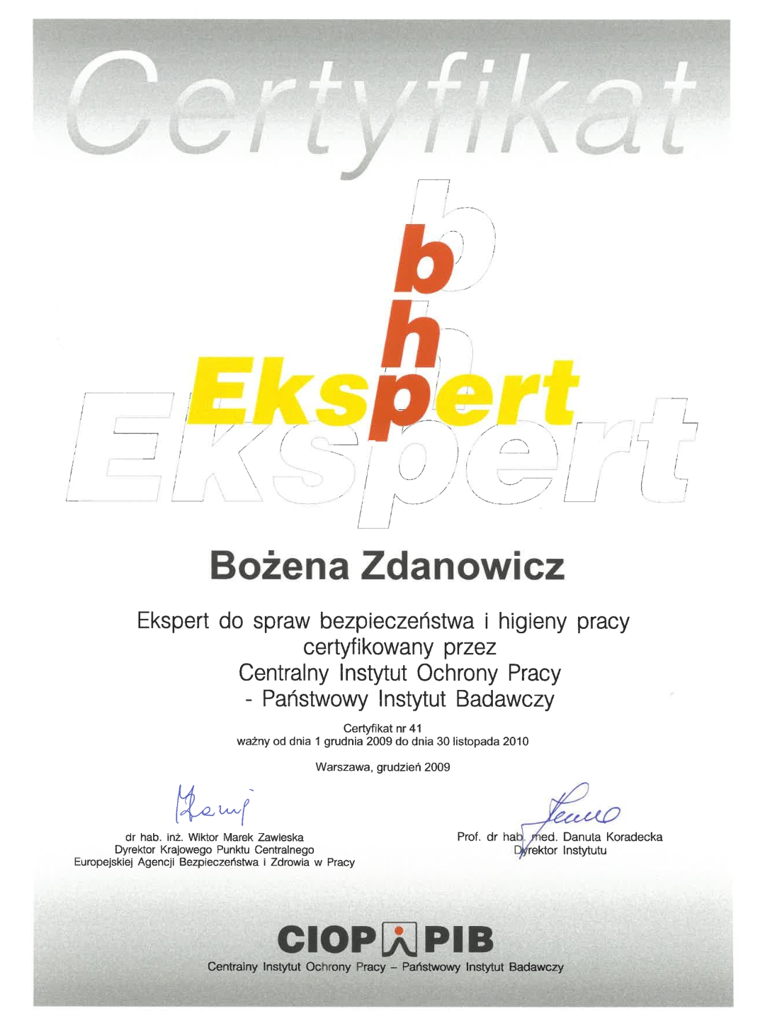 O nas sieć ekspertów ciop 2009 bożena zdanowicz instruktaz