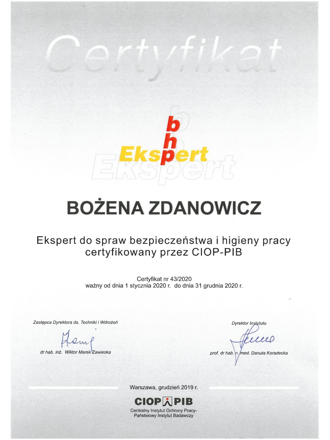 O nas sieć ekspertów ciop 2019 bożena zdanowicz instruktaz