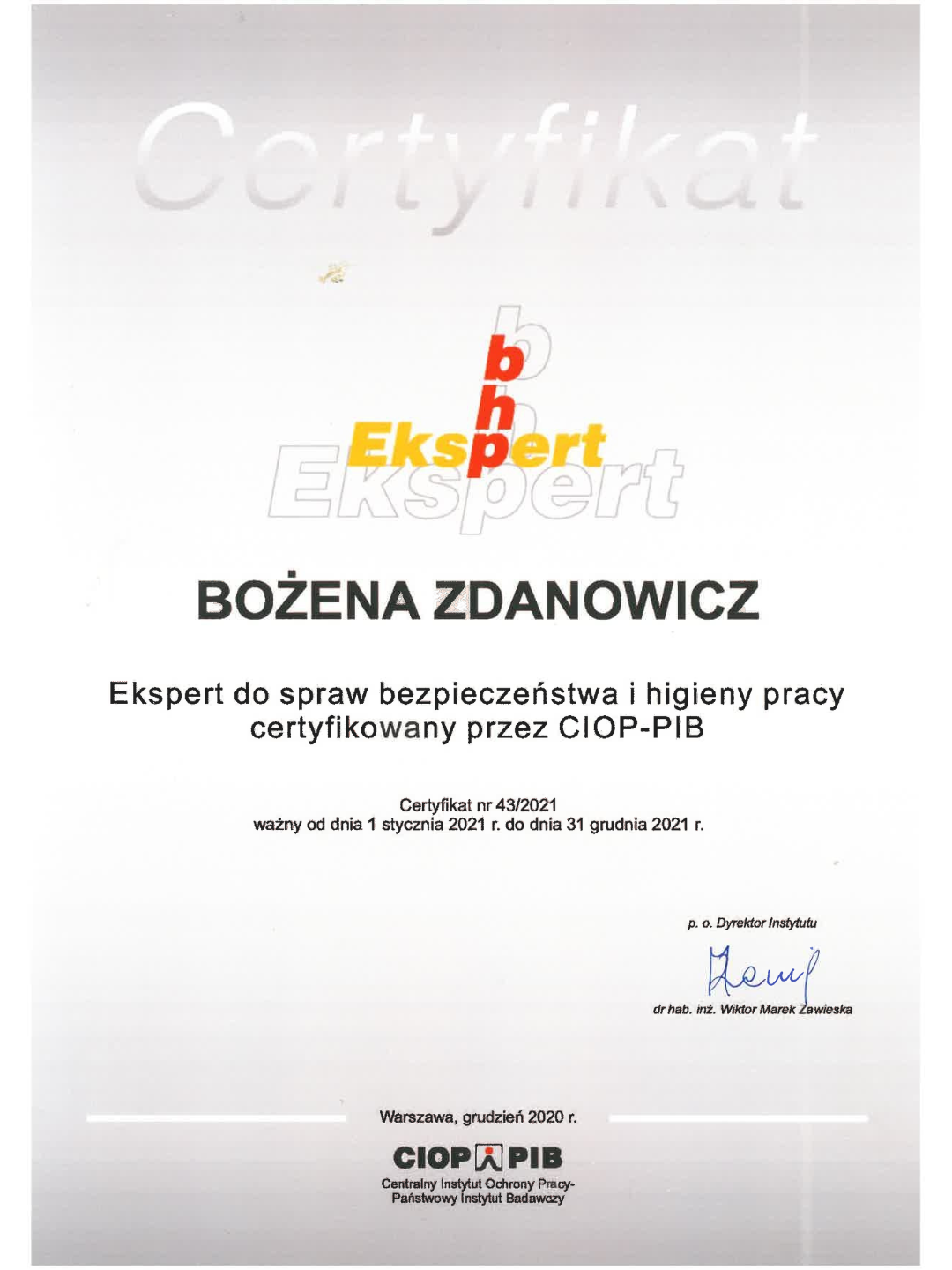 O nas sieć ekspertów ciop 2021 bożena zdanowicz instruktaz